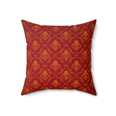 Square Pillows Red Gold Floral
