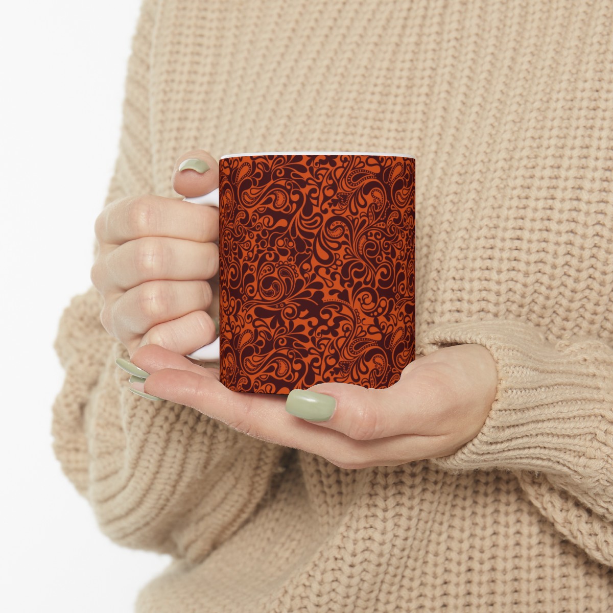 Ceramic Mug Orange Brown Floral product thumbnail image