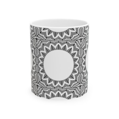 Ceramic Mug White Circle Flower