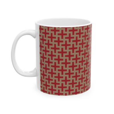Ceramic Mug Red and Gold Vector
