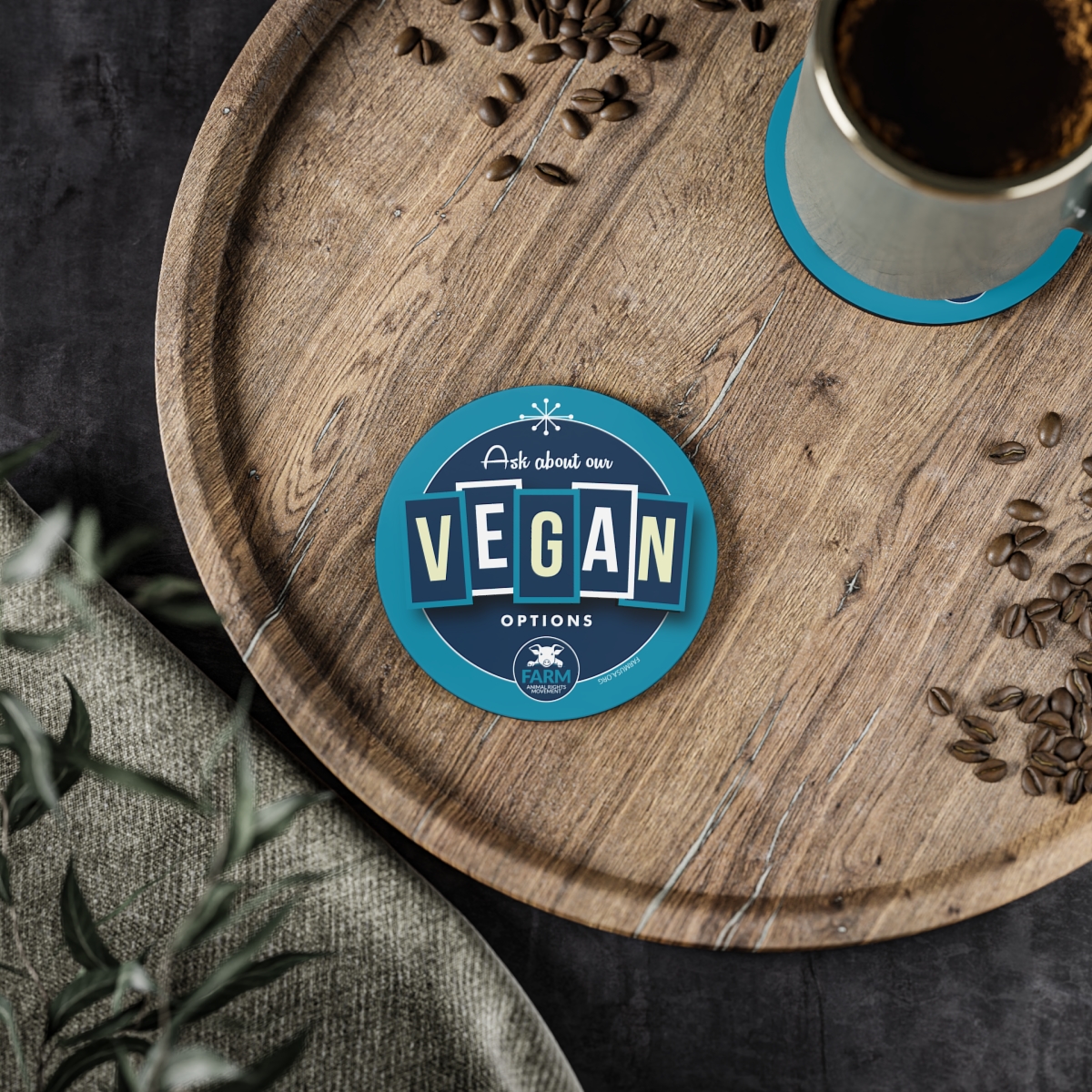 Ask About Our Vegan Options Cork Back Coasters product thumbnail image