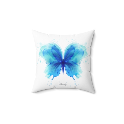 Mystical Blue Butterfly - Faux Suede Square Pillow