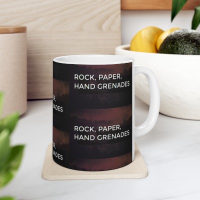 Rock, Paper, Hand Grenades Ceramic Mug 11oz