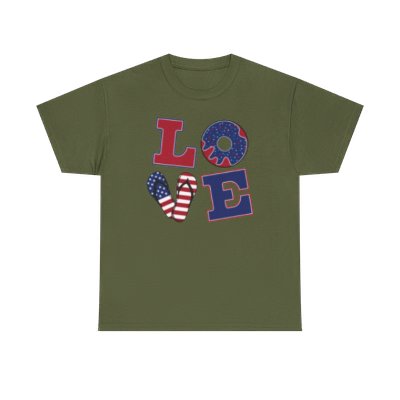 LOVE RED WHITE AND BLUE Unisex Heavy Cotton Tee