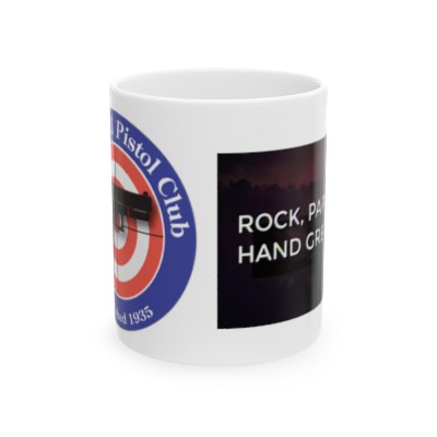 Rock Paper hand Grenades - Wilson Hill Pistol Club Ceramic Mug 11oz