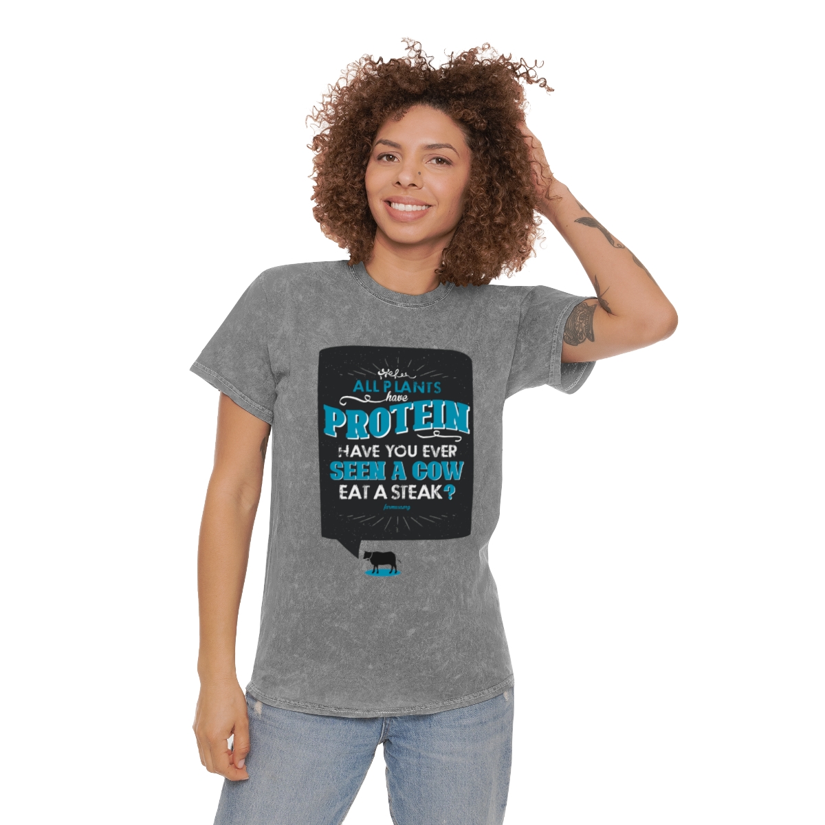 ALL PLANTS HAVE PROTEIN: Unisex Mineral Wash T-Shirt product thumbnail image