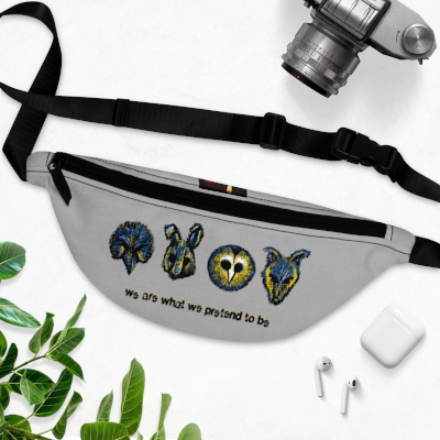 "We Are What We Pretend to Be" Fanny Pack with Hive After Dark Logo - Gray 