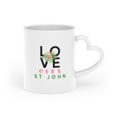 Ceramic Mug 11 oz - Love City St John - Heart Shaped
