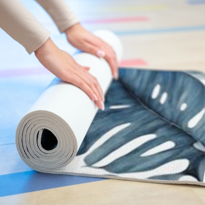 Navy Blue leaf Luxury Yoga Mat Collection
