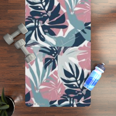 Blush Pink and Blue Rubber Yoga Mat
