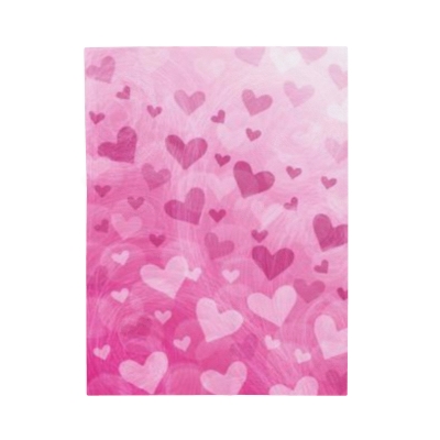 Pink Hearts Abstract Bokeh Sketch Print Velveteen Plush Blanket