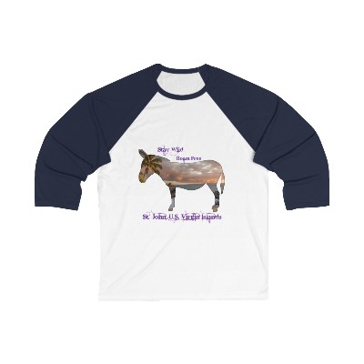 Donkey T-Shirt - Stay Wild Roam Free - Unisex 3\4 Sleeve Baseball Tee
