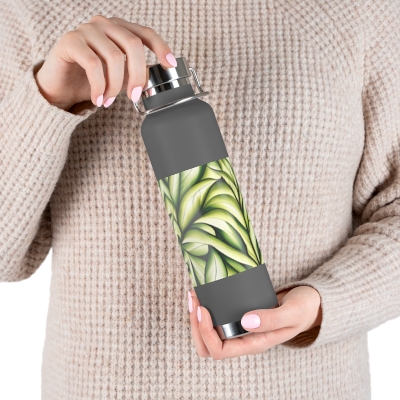 Green Leaf Pattern TranquilFlow Copper Vacuum Insulated Bottle, 22oz 