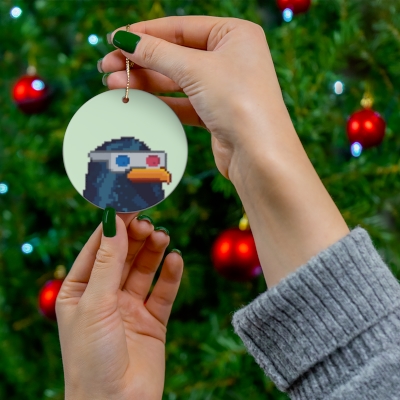 Chia Friends Ceramic Ornament - Long Beaked Starling with 3D Glasses