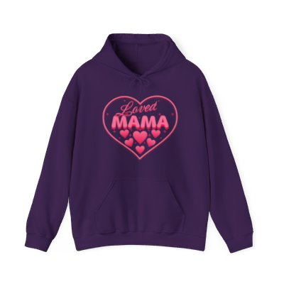 Loved Mama Pink Hearts Mother's Day Valentine's Day Unisex Heavy Blend™ Hooded Sweatshirt