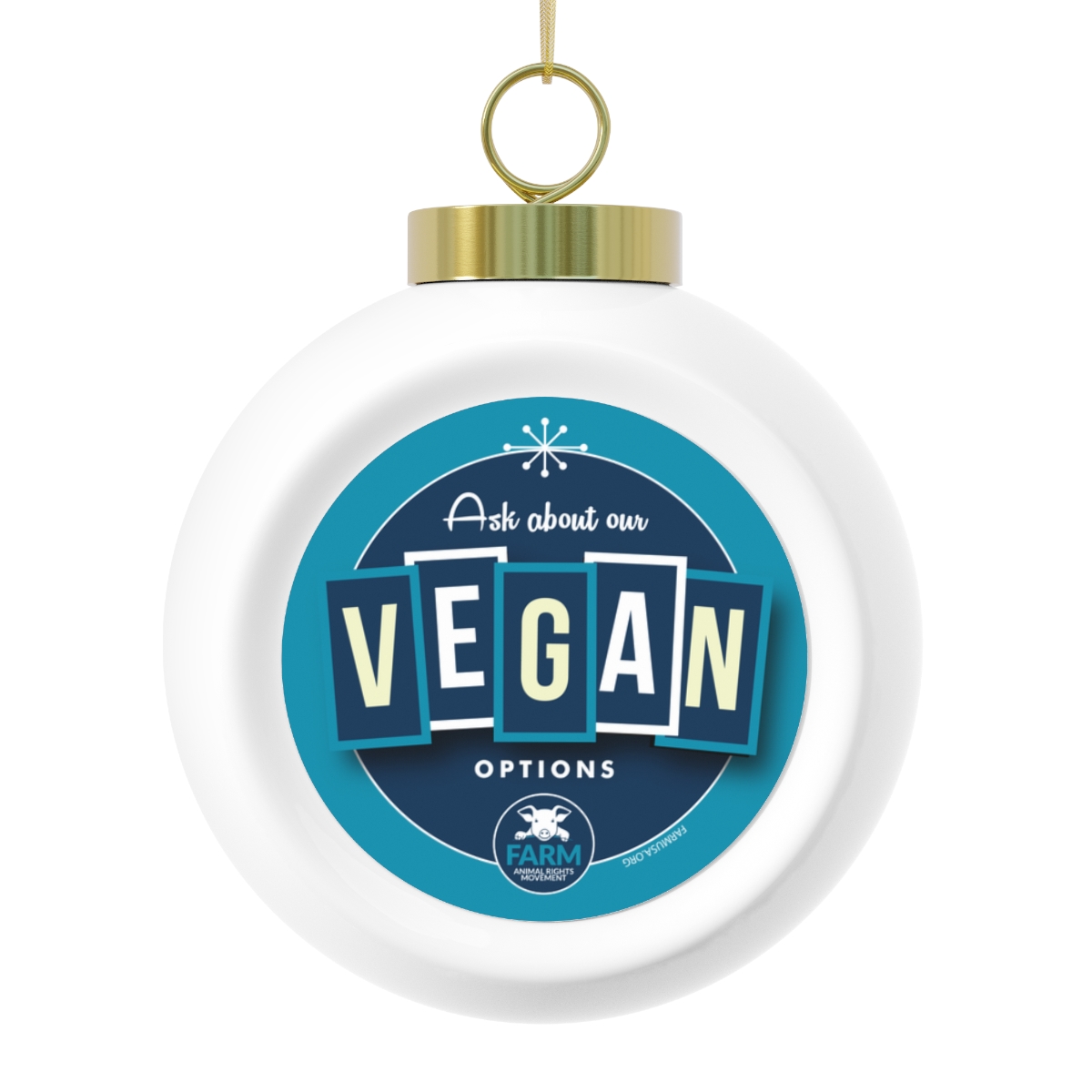 Ask About Our Vegan Options: Christmas Ball Ornament product thumbnail image