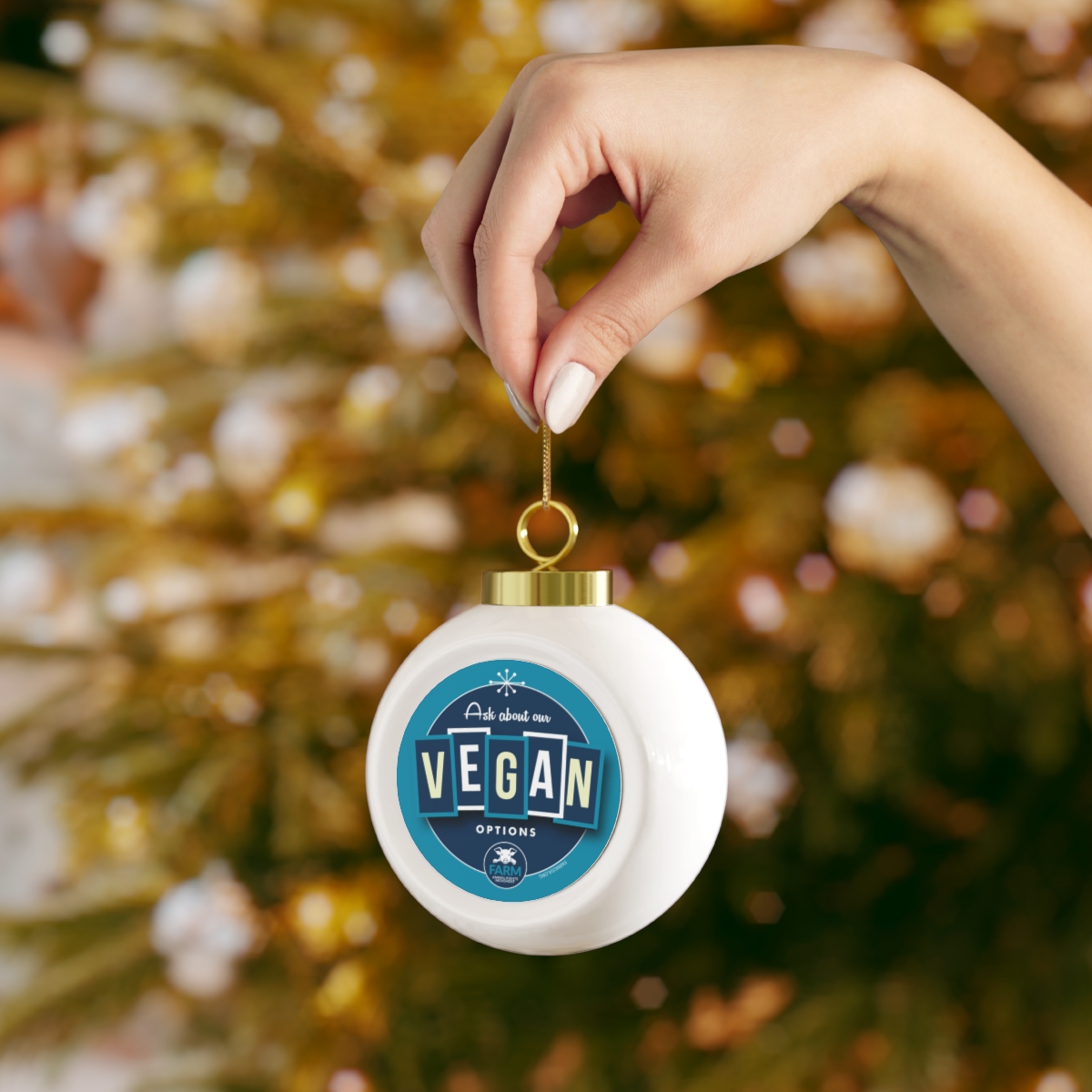 Ask About Our Vegan Options: Christmas Ball Ornament product thumbnail image