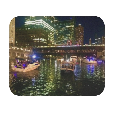 Chicago Riverwalk Night Mouse Pad 