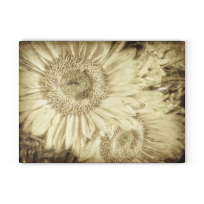 Rustic Sunflower Glass Cutting Board