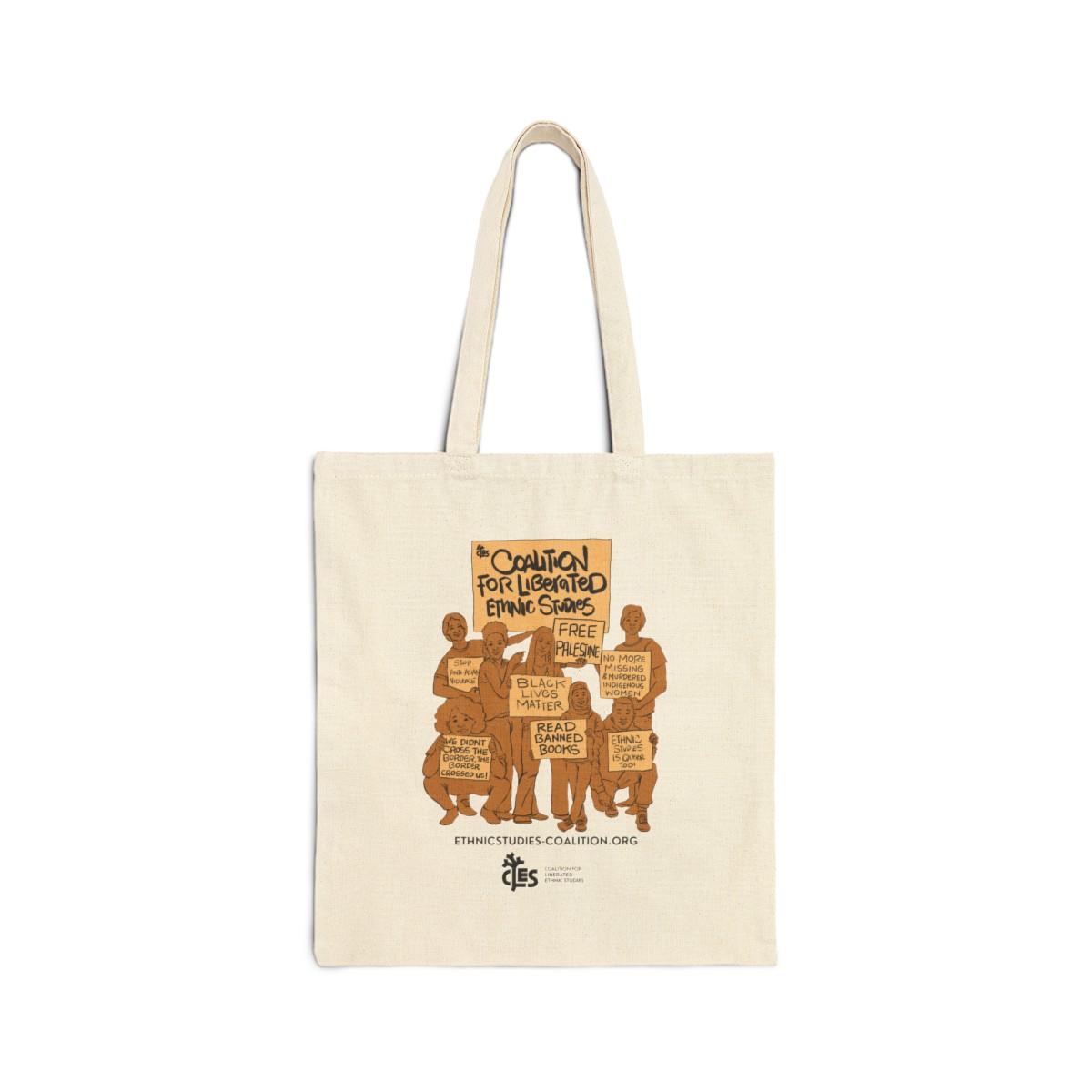 Coalition for Liberated Ethnic Studies Cotton Canvas Tote Bag in Collaboration with Robert Liu-Trujillo product thumbnail image