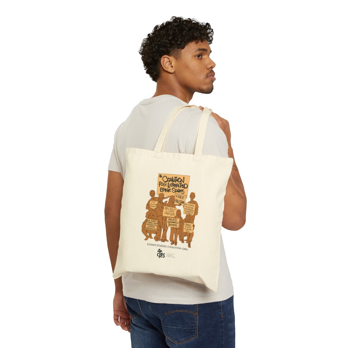 Coalition for Liberated Ethnic Studies Cotton Canvas Tote Bag in Collaboration with Robert Liu-Trujillo product thumbnail image