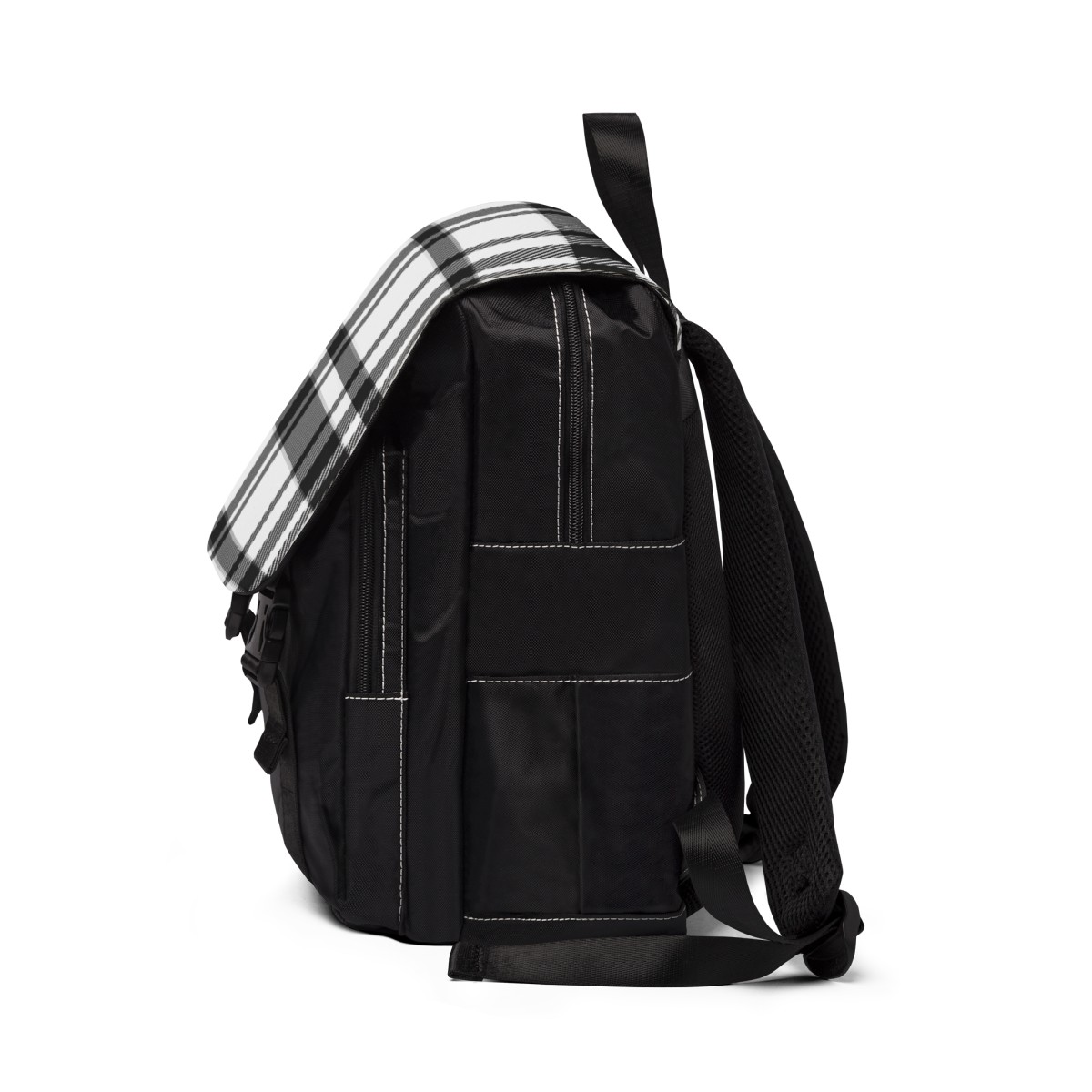 Unisex Backpack Plaid Black White product thumbnail image