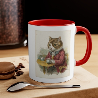 Cats, Coffee, and Cake  Cottage Core 11oz Accent Mug