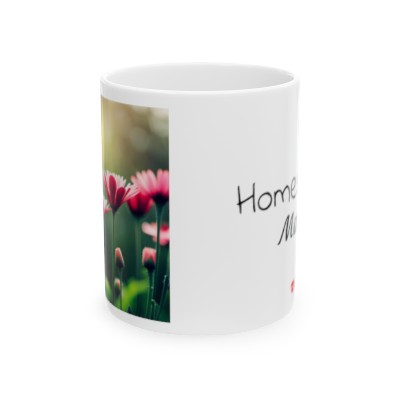 "Homeschool Mama" Pink Flowers, Ceramic Mug 11oz