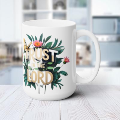 Inspirational 'Trust in the Lord' Ceramic Mug - 15 oz, Lead and BPA-Free