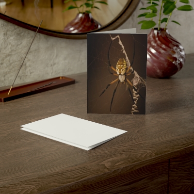 Orb Weaver Spider White Greeting Cards (1, 10, 30, and 50pcs)