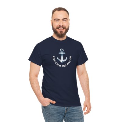 Keep calm and dive on  Unisex Heavy Cotton Tee