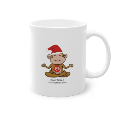 Tea/Coffee Mug 0.33l - inhale/exhale christmas monkey