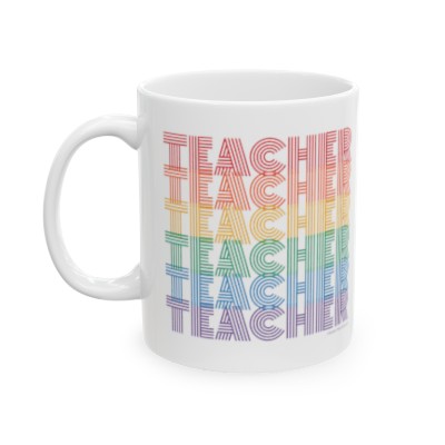 Teacher Retro Repeated - 11oz White Mug for Teachers