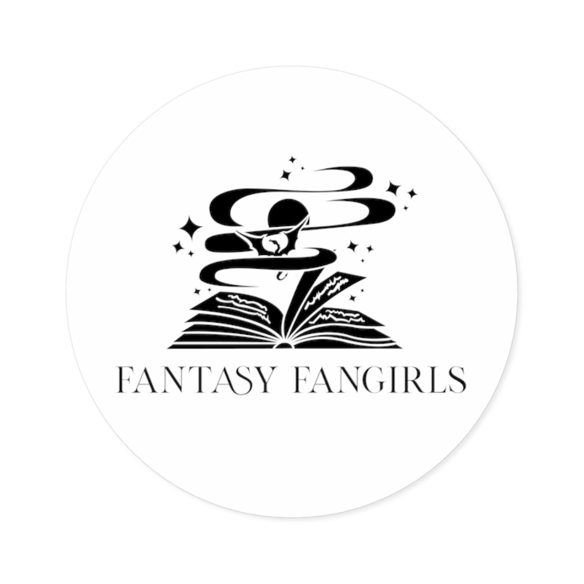 Fantasy Fangirls Round Sticker (Black) product thumbnail image