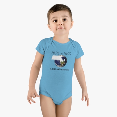 Massachusetts Baby Gift - Bay State Baby: Made in MASS, Loved Worldwide! - Baby Short Sleeve Onesie®