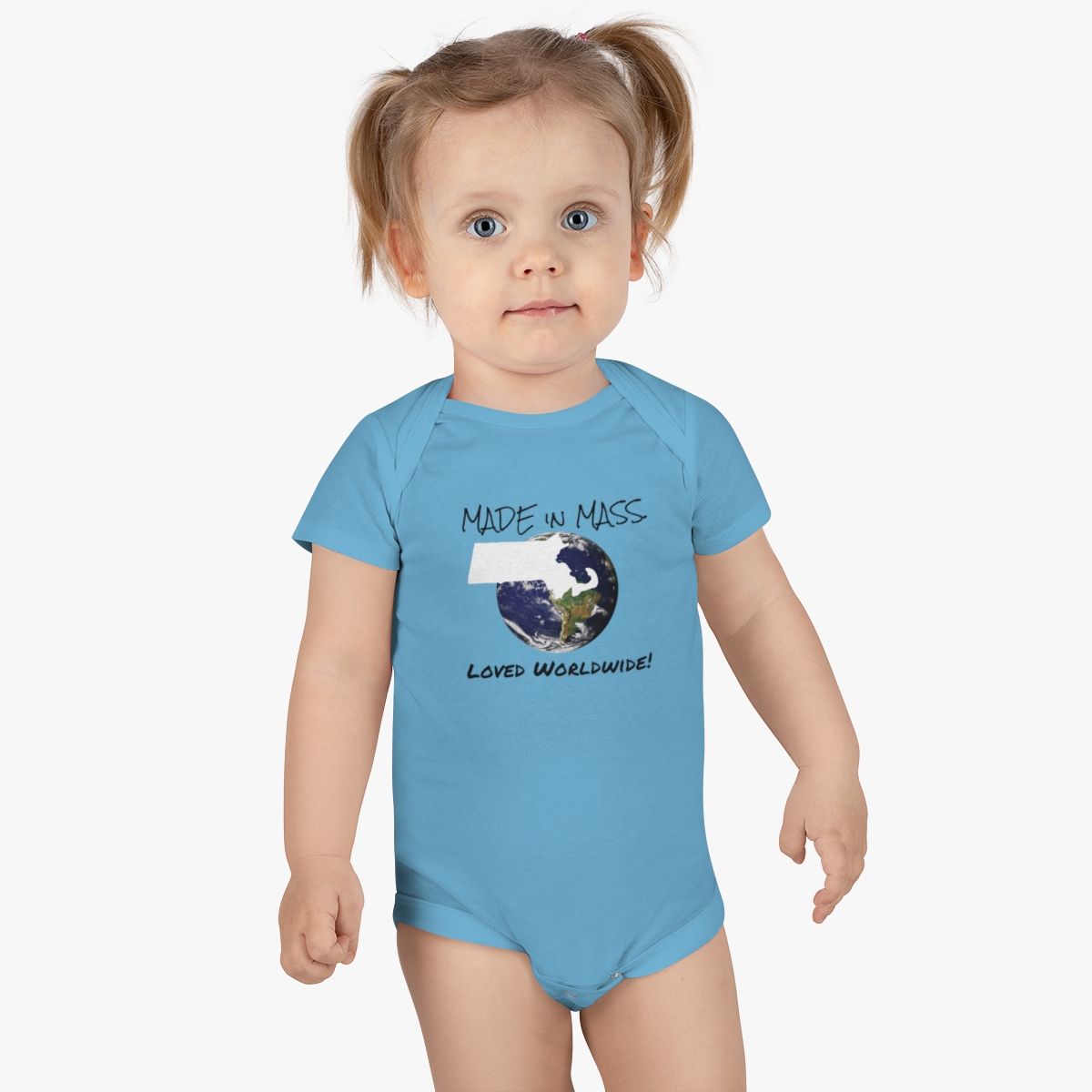 Massachusetts Baby Gift - Bay State Baby: Made in MASS, Loved Worldwide! - Baby Short Sleeve Onesie® product thumbnail image