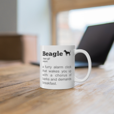 Witty Beagle Definition Mug: Your Furry Alarm Clock!, Beagle lovers gift, Gifts for Dog lovers, Beagle enthusiast gift Ceramic Mug 11oz