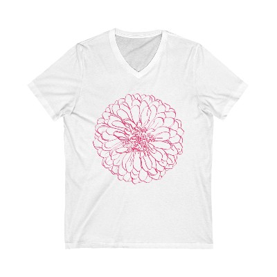 Zinnia V-Neck Tee - Flower Lover T Shirt - Gardener Gift Idea