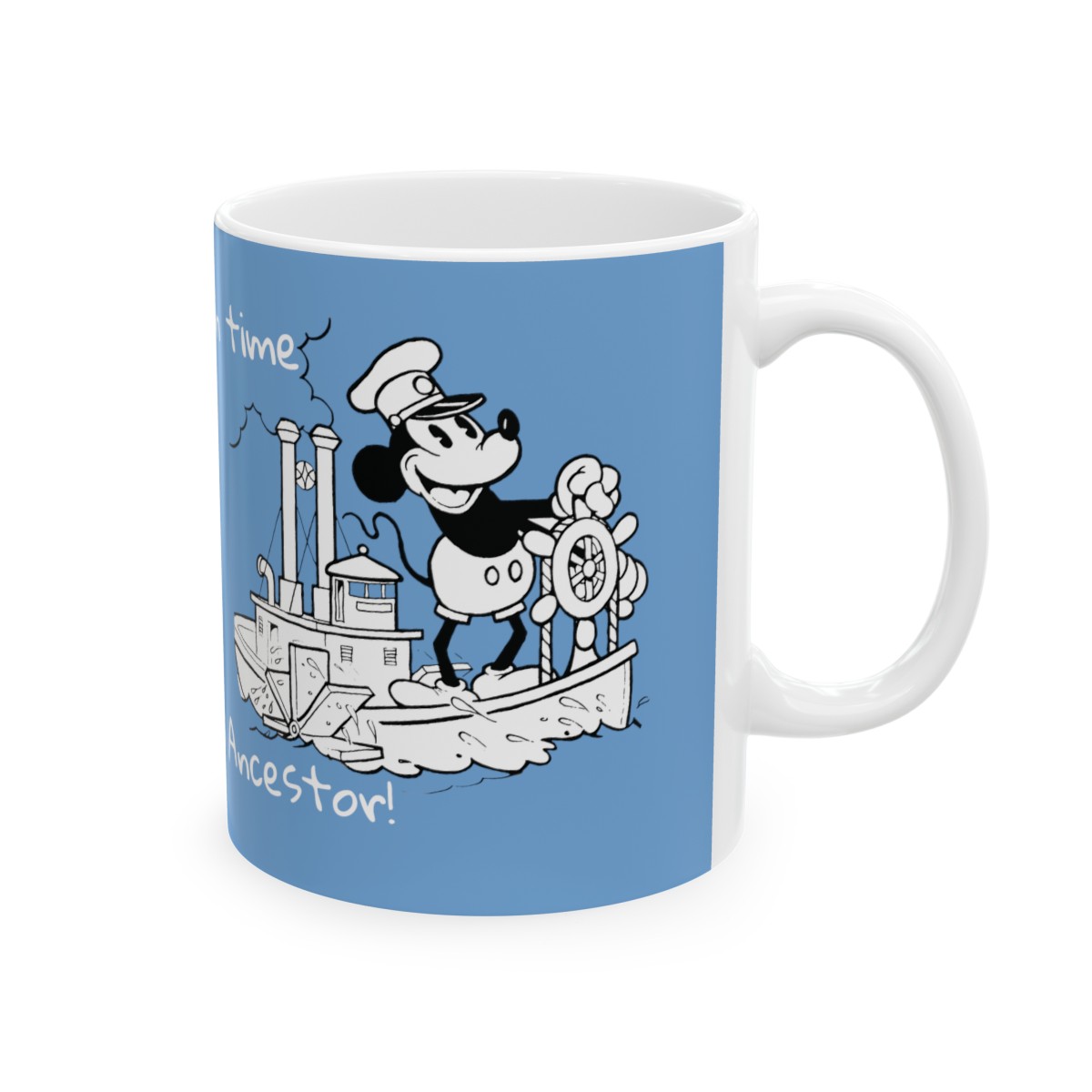 Sip back in time with Mickey's Ancestor! - 11oz Mickey Mouse Disney Genealogy Coffee Mug from 1928 Steamboat Willie product thumbnail image