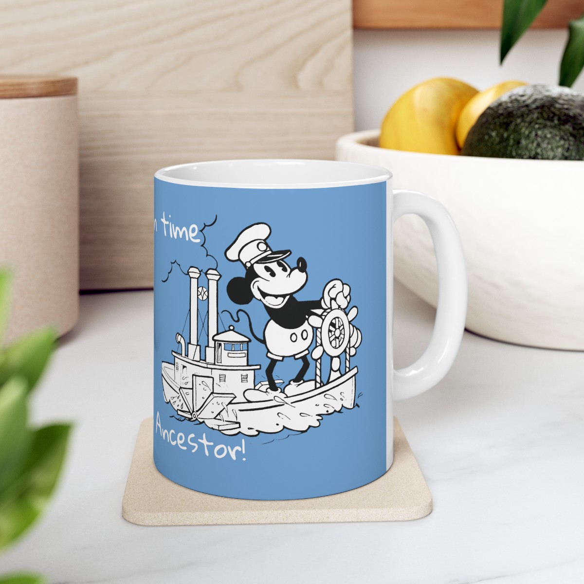 Sip back in time with Mickey's Ancestor! - 11oz Mickey Mouse Disney Genealogy Coffee Mug from 1928 Steamboat Willie product thumbnail image