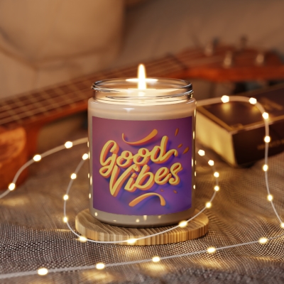 Soothe your senses with our 'Good Vibes' personalized candle - Choose from Cinnamon Stick or Vanilla fragrance!