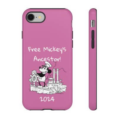 Steamboat Willie - Free Mickey's Ancestor 2024 Durable Phone Protector Case - Steamboat Willie - Funny Genealogy Phone Protector - PINK
