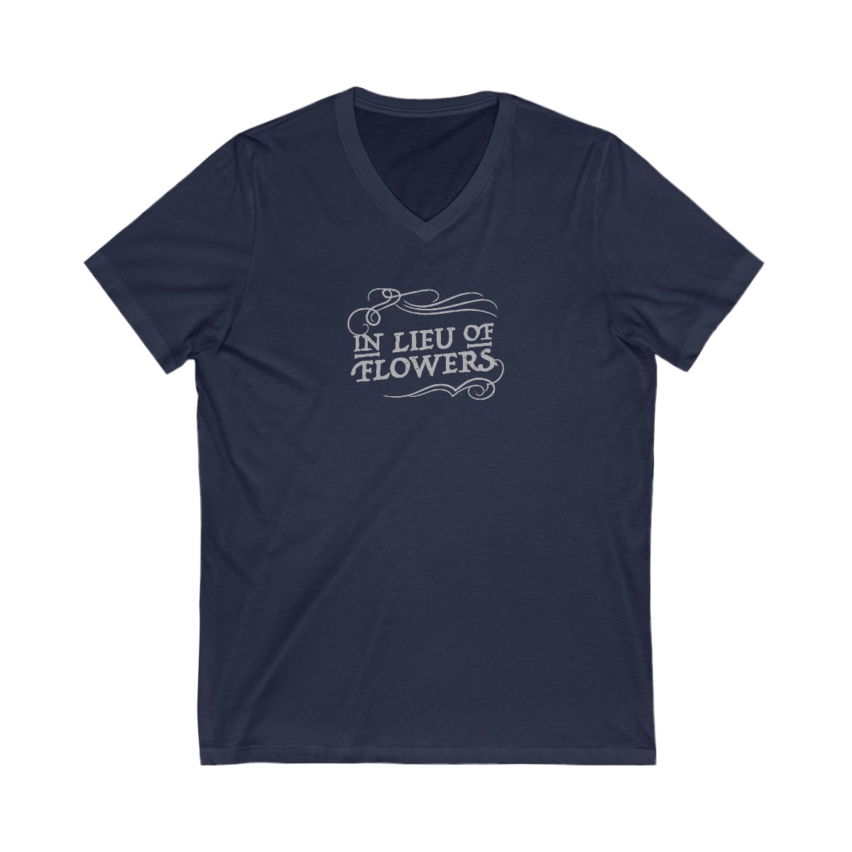 In Lieu Of Flowers Gray Vintage Front and Back V-Neck (unisex) product thumbnail image