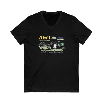 "Ain't No Rush" - 2ShortDays - Black - Unisex Jersey Short Sleeve V-Neck Tee