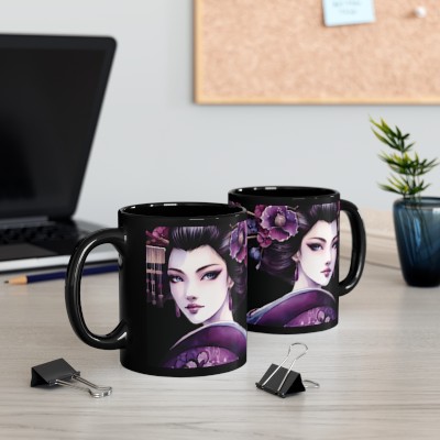 Glossy Geisha Mug, 11 oz. 100% Ceramic Coffee Mug