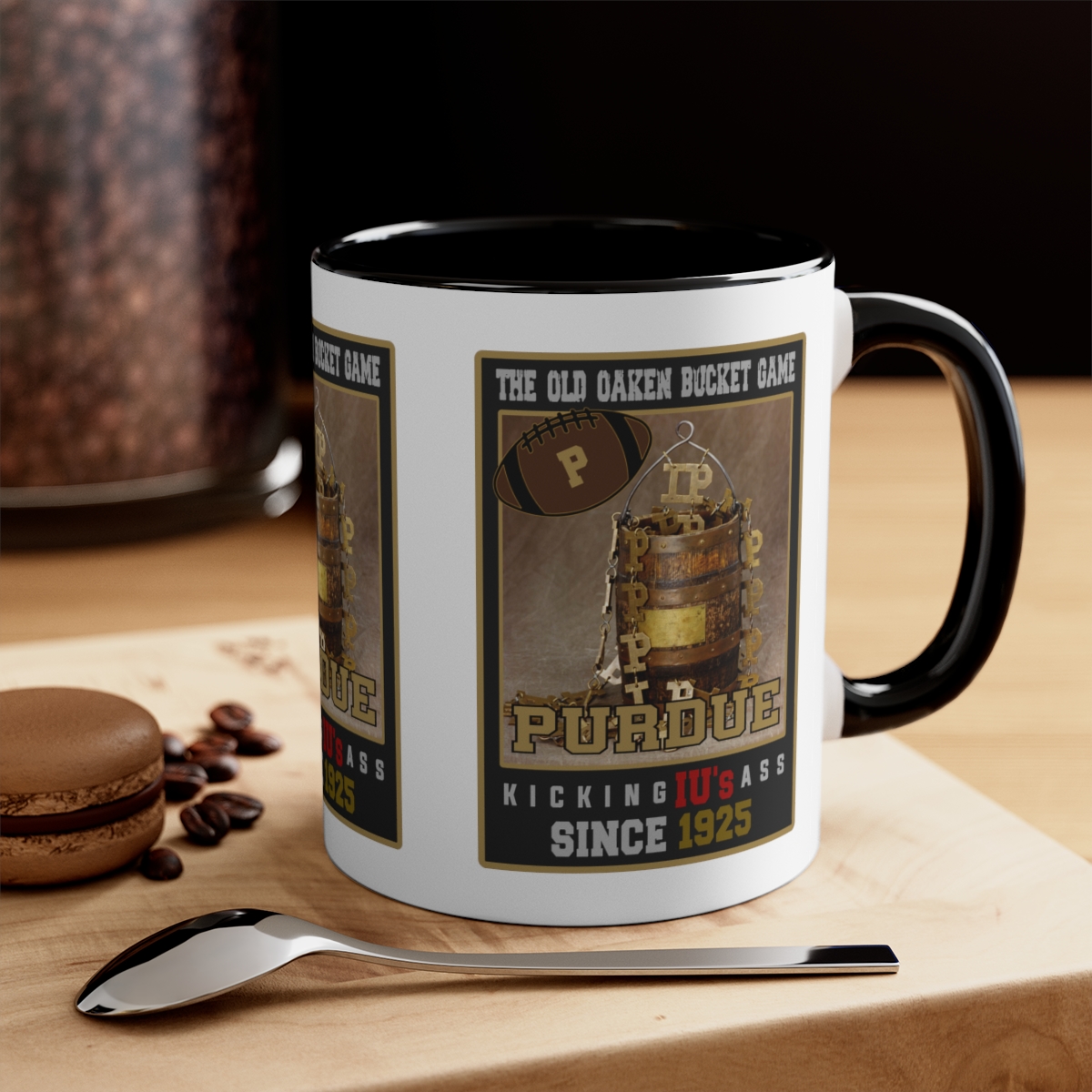 Purdue Hates IU .... The Old Oaken Bucket Game Kicking IU's Ass Since 1925 Accent Coffee Mug, 11oz product thumbnail image
