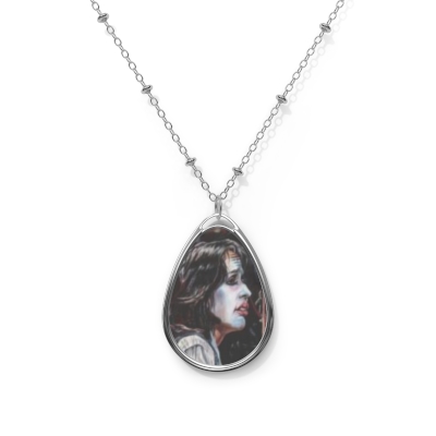Joan Baez Artwork by Kira Matos, Pendant with Necklace