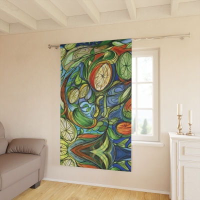 Citrus Fresh, Art by Hannah Maria Window Curtains (1 Piece)