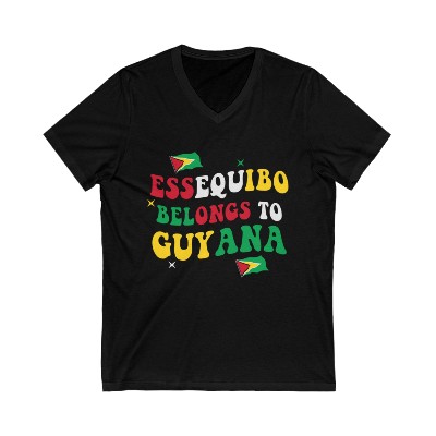 Beautiful, Patriotic "Essequibo Belongs to Guyana" V-Neck T-Shirt for Male and Female (UNISEX)