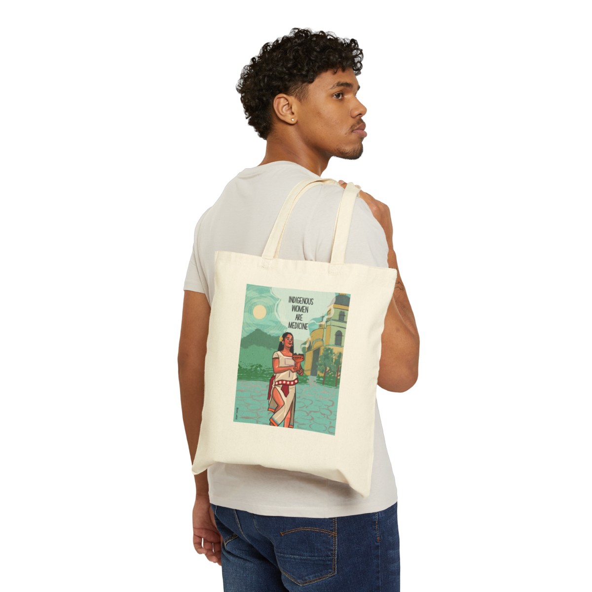 "Indigenous women are medicine" Cotton Canvas Tote Bag product thumbnail image